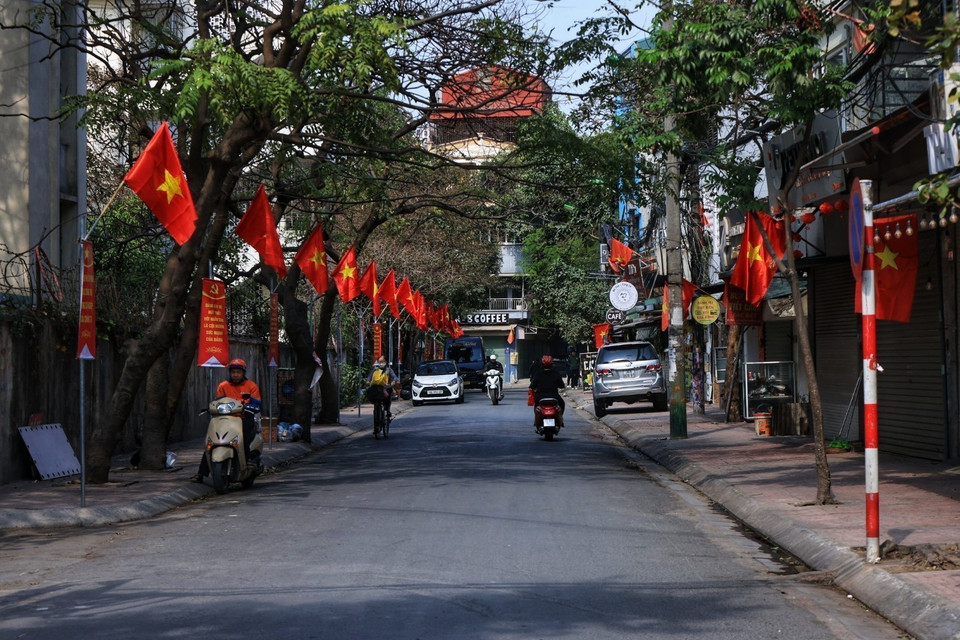 Nhiều người dân trở về quê nghỉ Tết khiến đường phố Hà Nội trở nên thông thoáng. (Ảnh: Tuấn Anh/TTXVN)