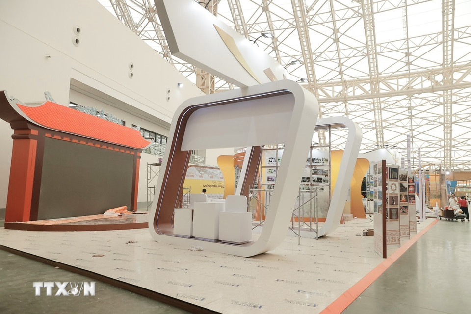 Các hạng mục của Triển lãm thành tựu đất nước nhân dịp kỷ niệm 80 năm Quốc khánh đang được gấp rút hoàn thiện. (Ảnh: Minh Quyết/TTXVN)