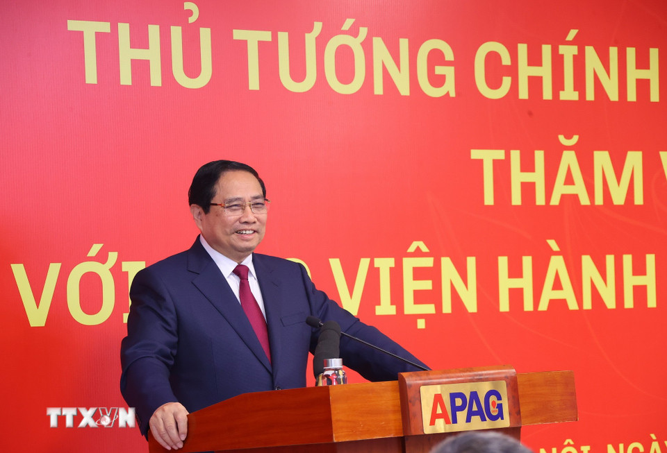 Thủ tướng Phạm Minh Chính phát biểu chỉ đạo. (Ảnh: Văn Điệp/TTXVN)