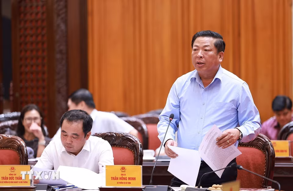 Bộ trưởng Bộ Xây dựng Trần Hồng Minh phát biểu. (Ảnh: Dương Giang/TTXVN)