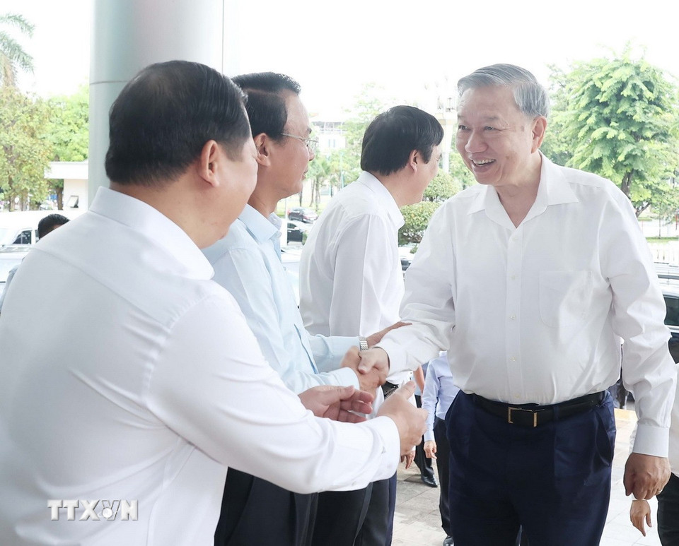 Tổng Bí thư Tô Lâm và các đại biểu. (Ảnh: Thống Nhất/TTXVN)