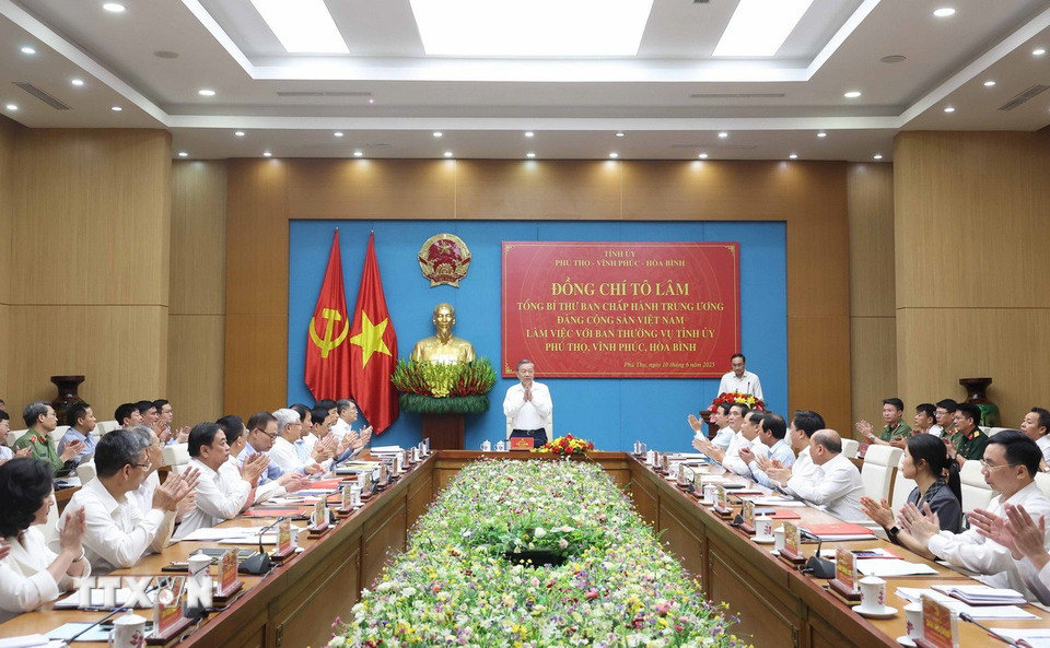 Tổng Bí thư Tô Lâm phát biểu chỉ đạo. (Ảnh: Thống Nhất/TTXVN)