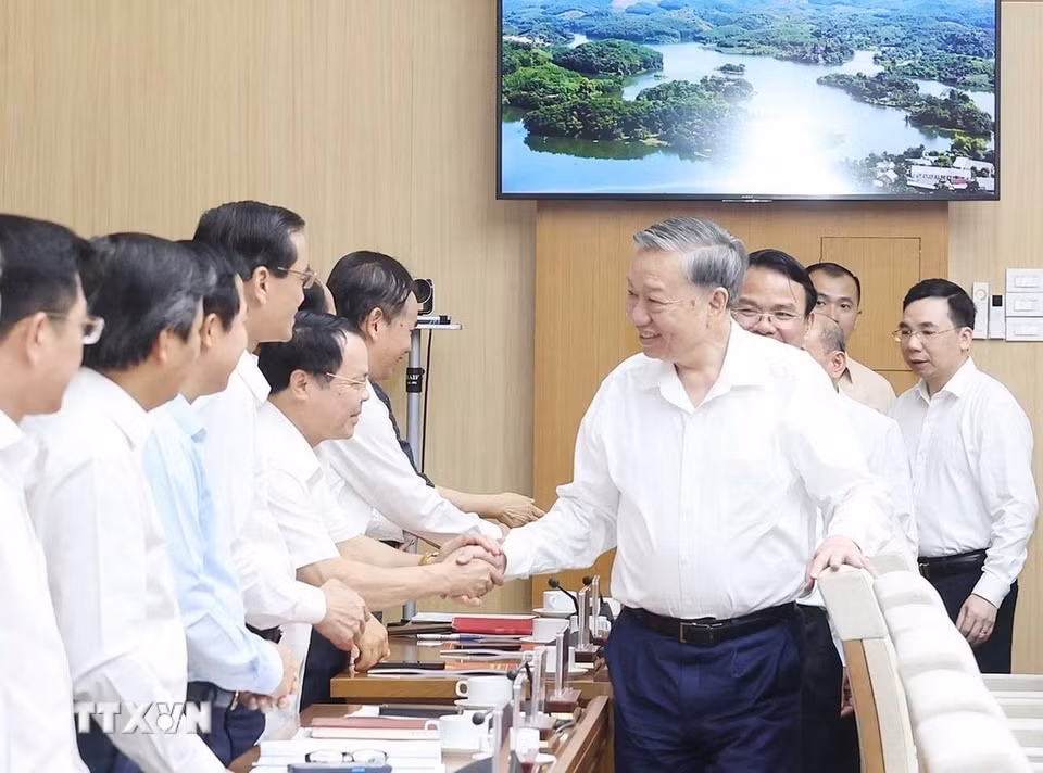 Tổng Bí thư Tô Lâm và các đại biểu. (Ảnh: Thống Nhất/TTXVN)