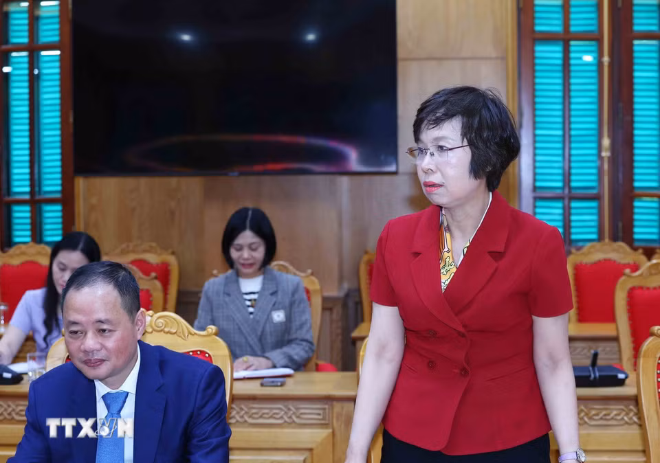 Đồng chí Vũ Việt Trang, Bí thư Đảng ủy, Tổng Giám đốc Thông tấn xã Việt Nam phát biểu tại hội nghị. (Ảnh: Phương Hoa/TTXVN)