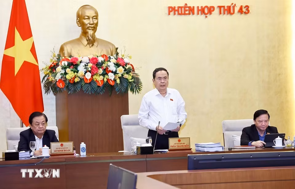 Chủ tịch Quốc hội Trần Thanh Mẫn phát biểu khai mạc Phiên họp. (Ảnh: Doãn Tấn/TTXVN)