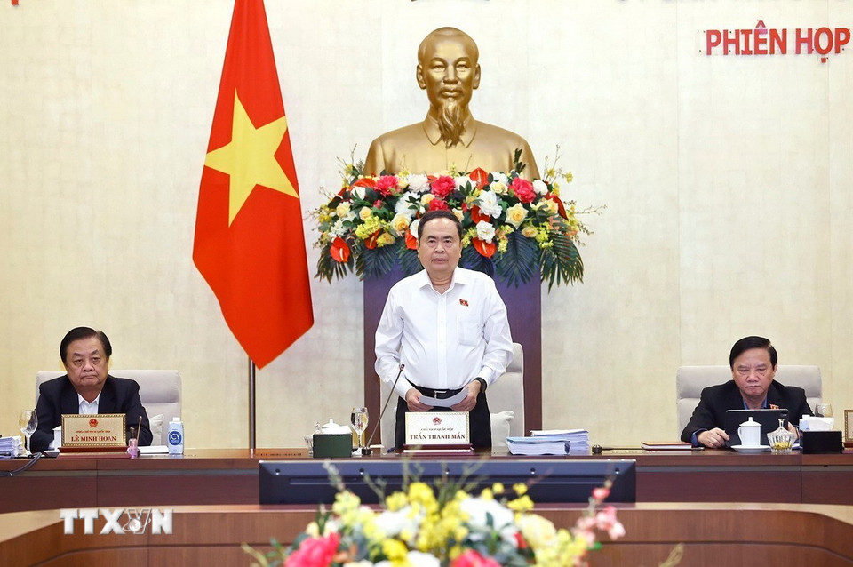 Chủ tịch Quốc hội Trần Thanh Mẫn phát biểu khai mạc Phiên họp. (Ảnh: Doãn Tấn/TTXVN)