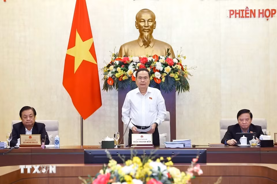 Chủ tịch Quốc hội Trần Thanh Mẫn phát biểu khai mạc Phiên họp. (Ảnh: Doãn Tấn/TTXVN)