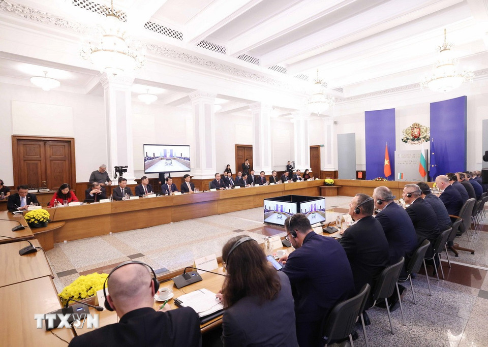 Tổng Bí thư Tô Lâm hội kiến Thủ tướng Bulgaria Rosen Zhelyazkov. (Ảnh: Thống Nhất/TTXVN)