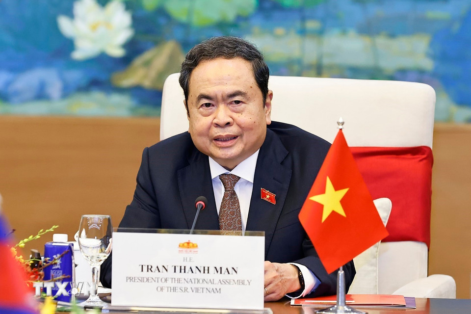 Chủ tịch Quốc hội Trần Thanh Mẫn phát biểu. (Ảnh: Doãn Tấn/TTXVN)