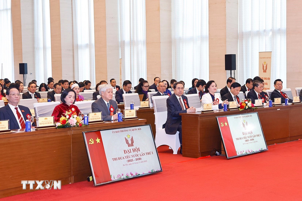 Chủ tịch Quốc hội Trần Thanh Mẫn và đại biểu dự Đại hội. (Ảnh: Doãn Tấn/TTXVN)