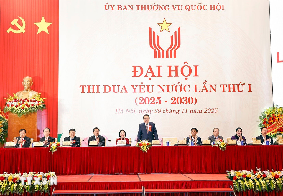 Chủ tịch Quốc hội Trần Thanh Mẫn và đại biểu dự Đại hội. (Ảnh: Doãn Tấn/TTXVN)