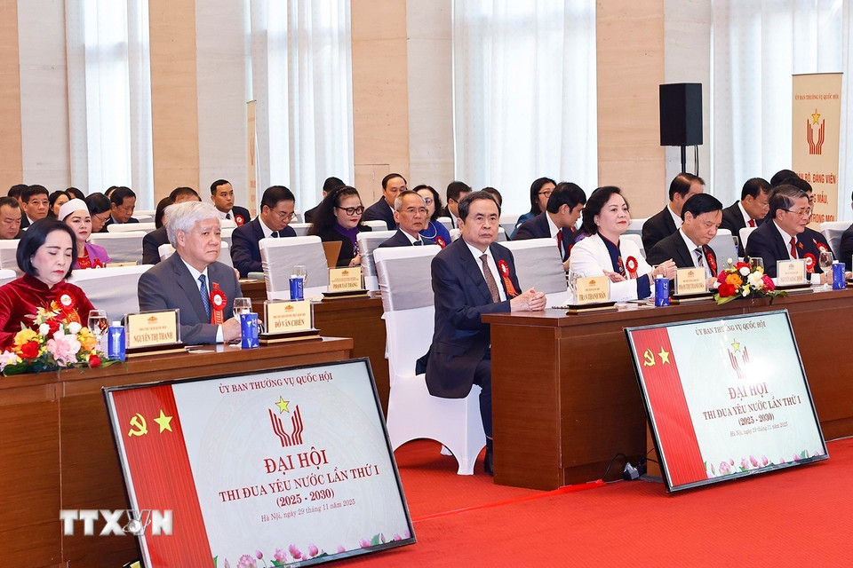 Chủ tịch Quốc hội Trần Thanh Mẫn và đại biểu dự Đại hội. (Ảnh: Doãn Tấn/TTXVN)