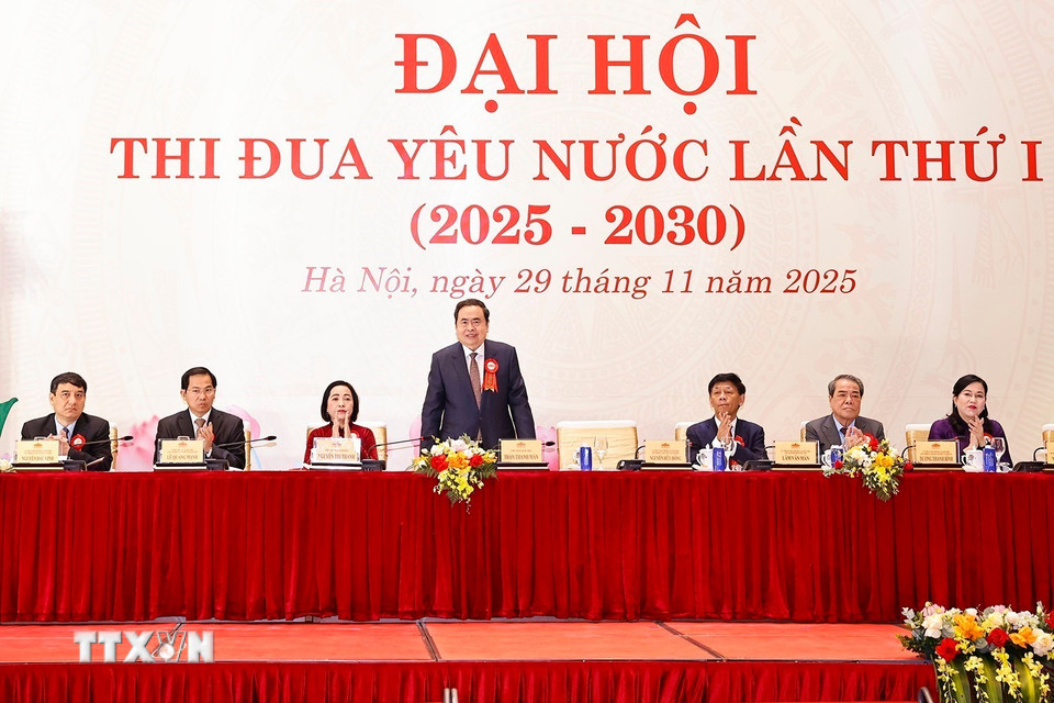 Chủ tịch Quốc hội Trần Thanh Mẫn và đại biểu dự Đại hội. (Ảnh: Doãn Tấn/TTXVN)