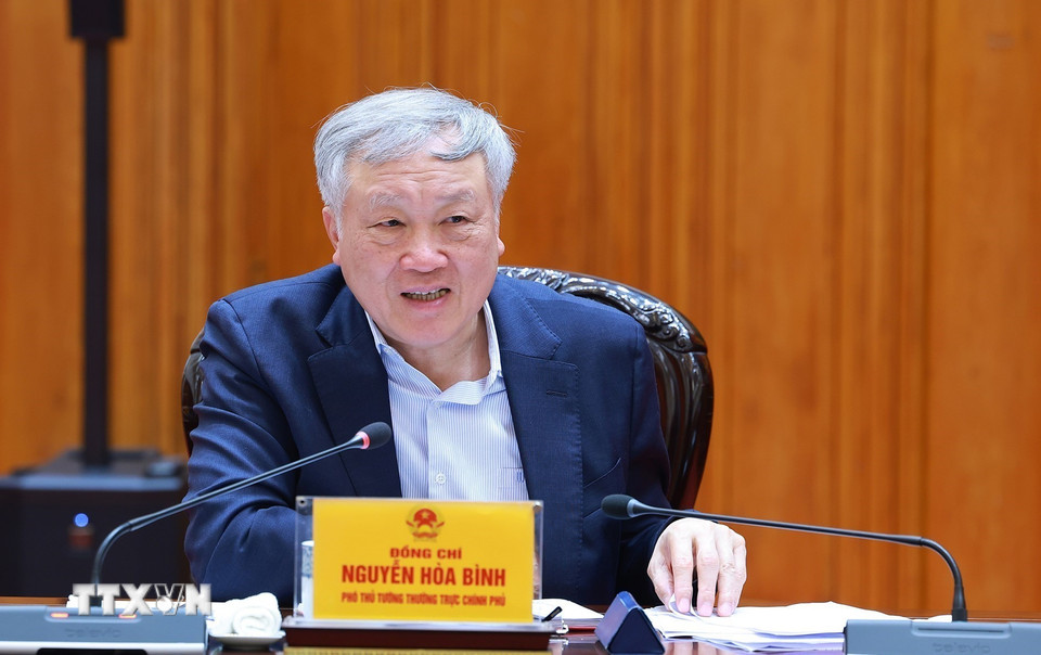 Phó Thủ tướng Thường trực Nguyễn Hòa Bình phát biểu. (Ảnh: Dương Giang/TTXVN)