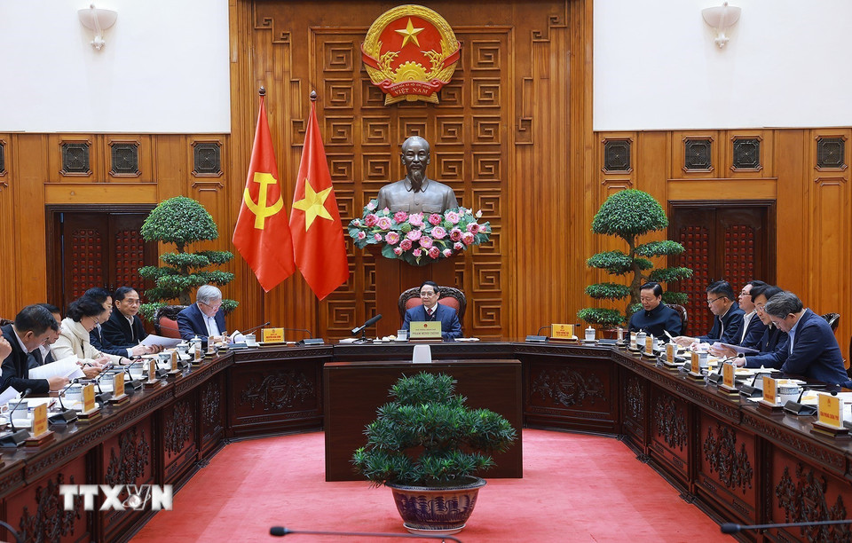 Thủ tướng Phạm Minh Chính chủ trì cuộc họp. (Ảnh: Dương Giang/TTXVN)