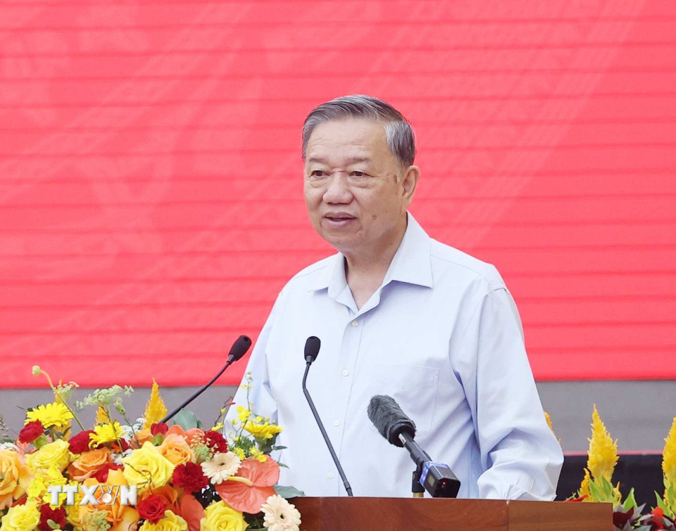 Tổng Bí thư Tô Lâm phát biểu chỉ đạo. (Ảnh: Thống Nhất/TTXVN)