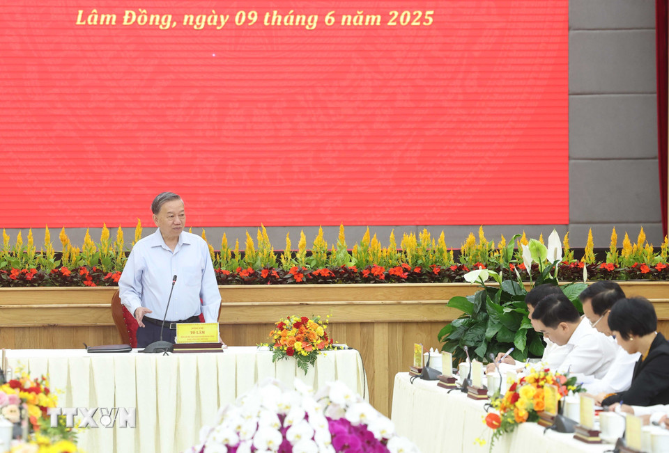 Tổng Bí thư Tô Lâm phát biểu chỉ đạo. (Ảnh: Thống Nhất/TTXVN)