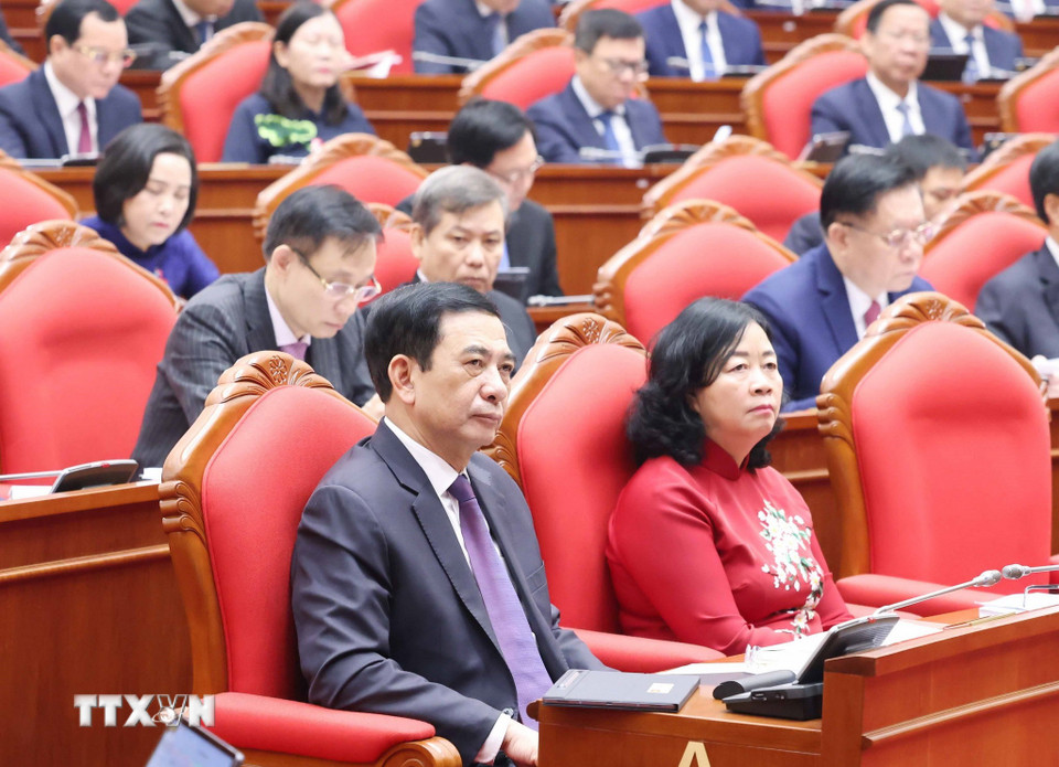 Đại biểu dự khai mạc Hội nghị lần thứ hai Ban Chấp hành Trung ương Đảng khóa XIV. (Ảnh: Thống Nhất/TTXVN)