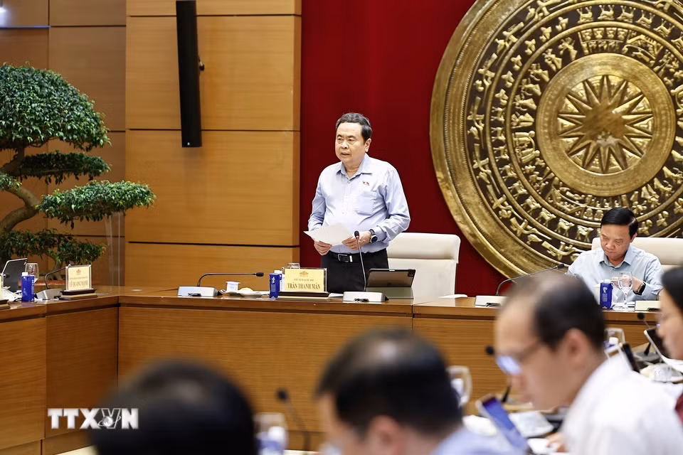Chủ tịch Quốc hội Trần Thanh Mẫn phát biểu. (Ảnh: Doãn Tấn/TTXVN)