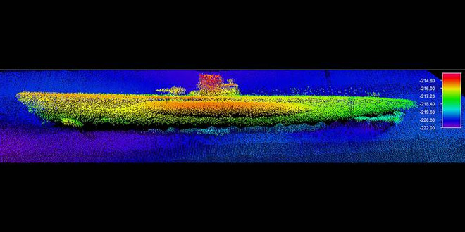Hình ảnh tàu ngầm U-boat trên hệ thống radar dò tìm (Nguồn: NBC) Tìm thấy xác tàu ngầm từ Thế chiến 2 trong "Nghĩa địa Đại Tây Dương" ảnh 1
