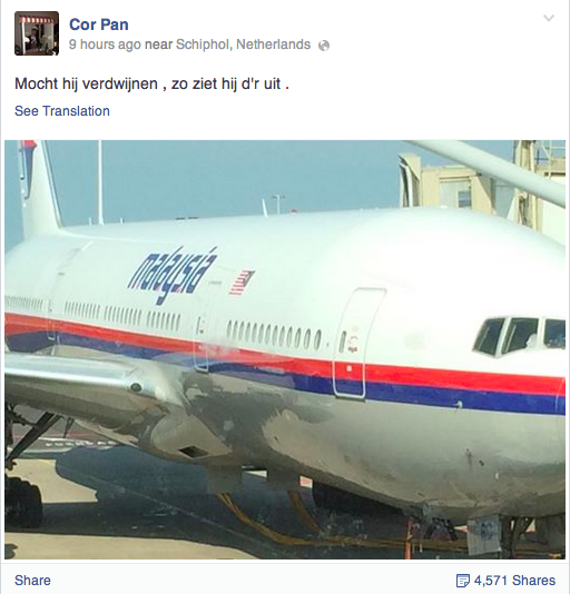 Bức ảnh về MH17 được Cor Pan đăng trên Facebook Hình ảnh cuối cùng về máy bay Malaysia trước khi bị bắn hạ ảnh 2