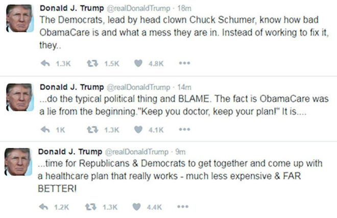 Ông Donald Trump gọi lãnh đạo phe Dân chủ Mỹ là "thằng hề" ảnh 1