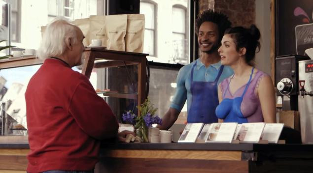 Quán càphê gây sốt vì nhân viên khỏa thân, chỉ mặc đồ "body-painting" ảnh 1