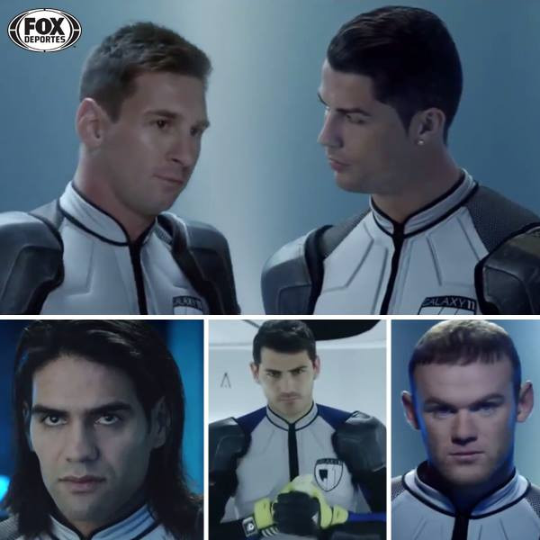 Tạo hình các ngôi sao trong clip (Nguồn: Fox Deportes) Cristiano Ronaldo, Messi, Falcao liên thủ giải cứu Trái đất ảnh 1