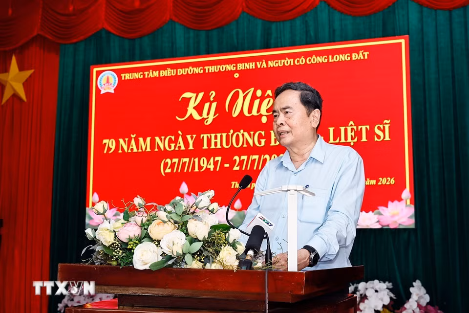 Chủ tịch Quốc hội Trần Thanh Mẫn phát biểu. (Ảnh: Doãn Tấn/TTXVN)