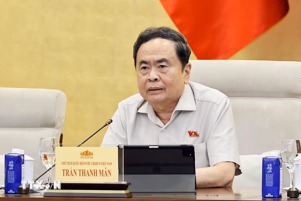 Chủ tịch Quốc hội Trần Thanh Mẫn phát biểu. (Ảnh: Doãn Tấn/TTXVN)