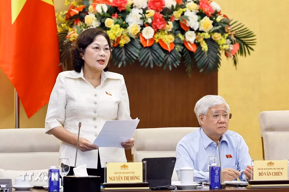Phó Chủ tịch Quốc hội Nguyễn Thị Hồng phát biểu. (Ảnh: Doãn Tấn/TTXVN)