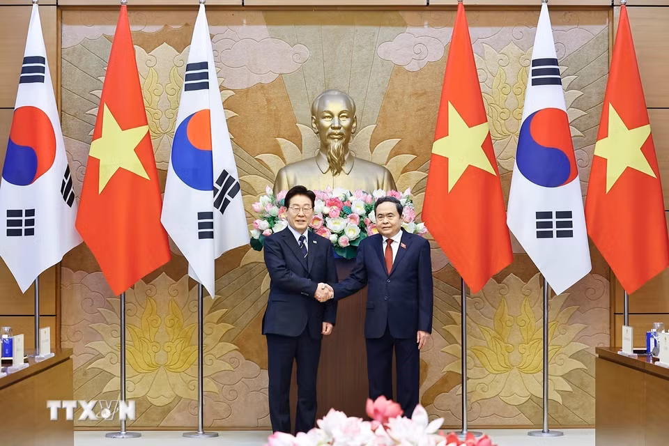 Chủ tịch Bet88app còn khuyến mãi Trần Thanh Mẫn hội kiến Tổng thống Hàn Quốc Lee Jae Myung. (Ảnh: Doãn Tấn/TTXVN)