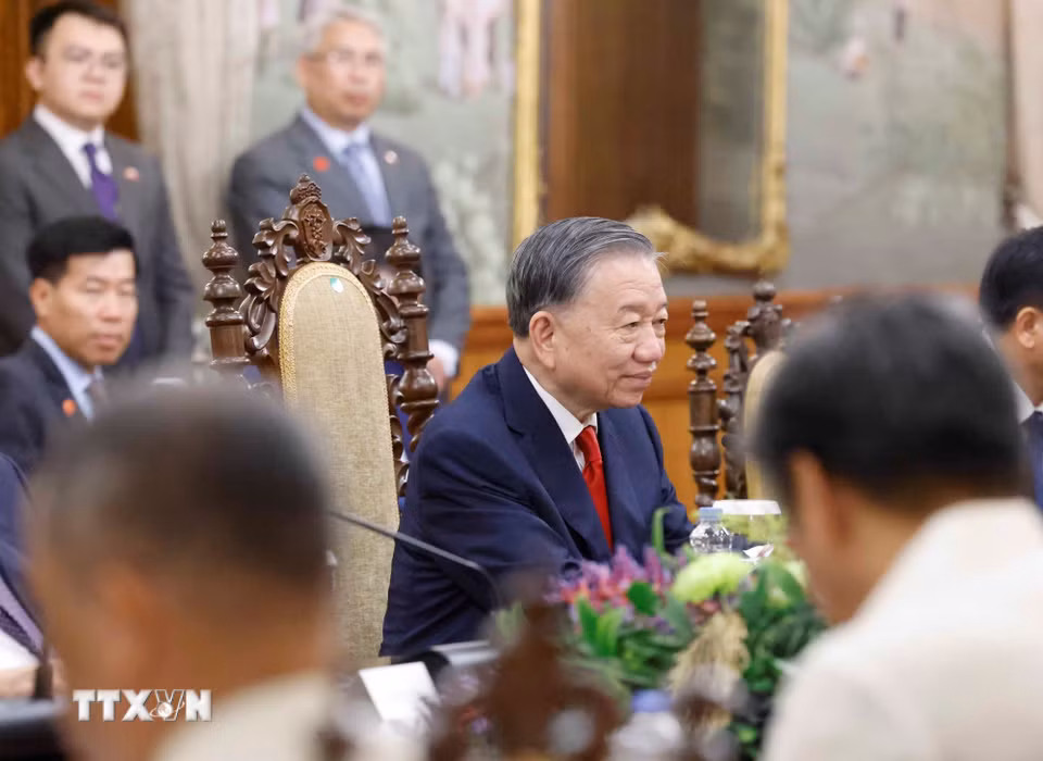 Tổng Bí thư, Chủ tịch nước Tô Lâm phát biểu tại cuộc hội đàm với Tổng thống Philippines. (Ảnh: Thống Nhất/TTXVN)