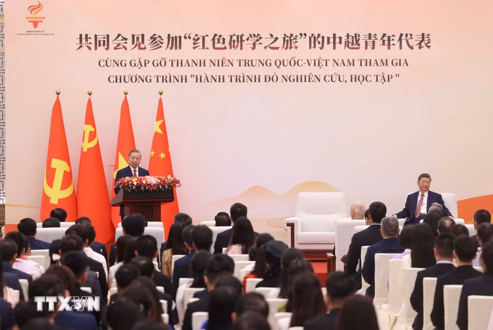 Tổng Bí thư, Chủ tịch nước Tô Lâm và Tổng Bí thư, Chủ tịch nước Tập Cận Bình gặp gỡ thanh niên hai nước- Ảnh 5.