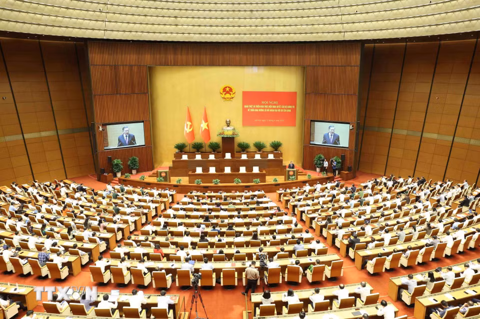 Hội nghị quán triệt, triển khai thực hiện Nghị quyết của Bộ Chính trị về triển khai đường lối đối ngoại Đại hội XIV của Đảng. (Ảnh: Phương Hoa/TTXVN)