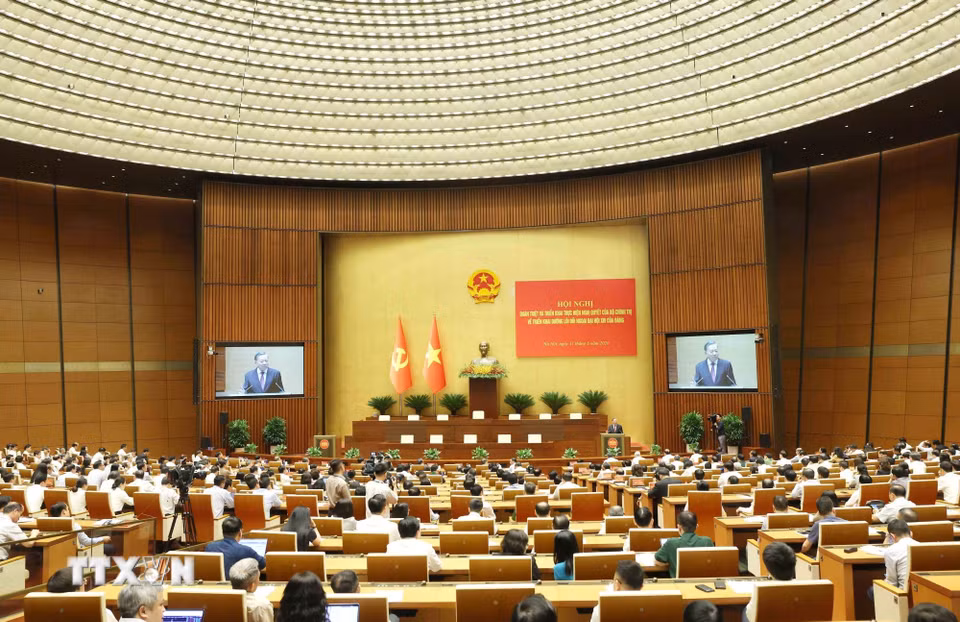 Hội nghị quán triệt, triển khai thực hiện Nghị quyết của Bộ Chính trị về triển khai đường lối đối ngoại Đại hội XIV của Đảng. (Ảnh: Phương Hoa/TTXVN)