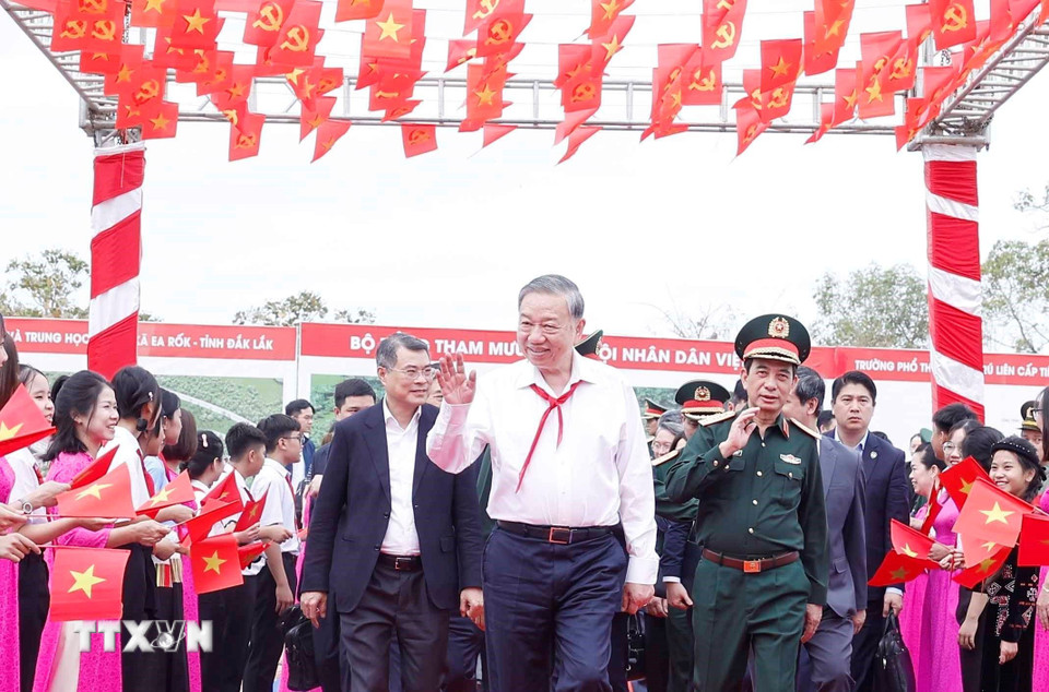 Tổng Bí thư Tô Lâm đến dự lễ khởi công. (Ảnh: Thống Nhất/TTXVN)