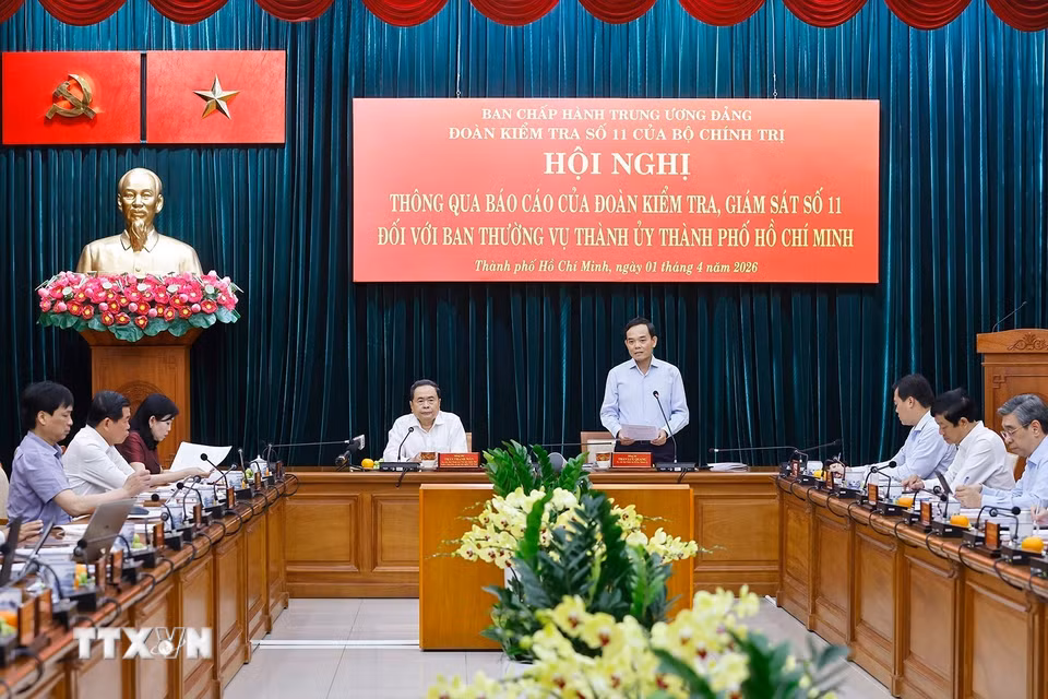 Bí thư Thành ủy Thành phố Hồ Chí Minh Trần Lưu Quang phát biểu ý kiến. (Ảnh: Doãn Tấn/TTXVN)