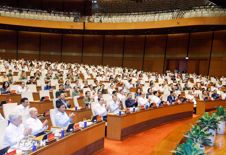 Tổng Bí thư, Chủ tịch nước Tô Lâm và đại biểu dự hội nghị tại điểm cầu trung tâm - Hội trường Diên Hồng, Nhà Quốc hội (Hà Nội). (Ảnh: Thống Nhất/TTXVN)