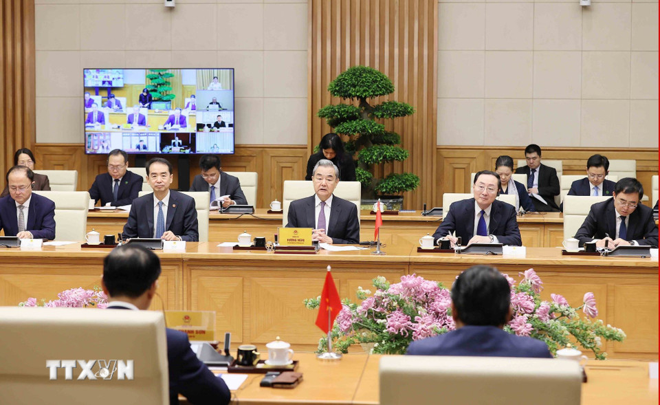 Bộ trưởng Ngoại giao Trung Quốc Vương Nghị phát biểu tại phiên họp. (Ảnh: An Đăng/TTXVN)