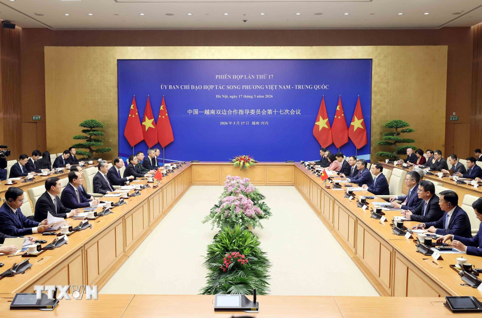 Phiên họp lần thứ 17 Ủy ban Chỉ đạo hợp tác song phương Việt Nam-Trung Quốc. (Ảnh: An Đăng/TTXVN)