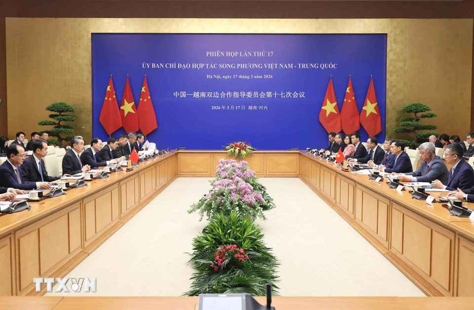 Phiên họp lần thứ 17 Ủy ban Chỉ đạo hợp tác song phương Việt Nam-Trung Quốc. (Ảnh: An Đăng/TTXVN)
