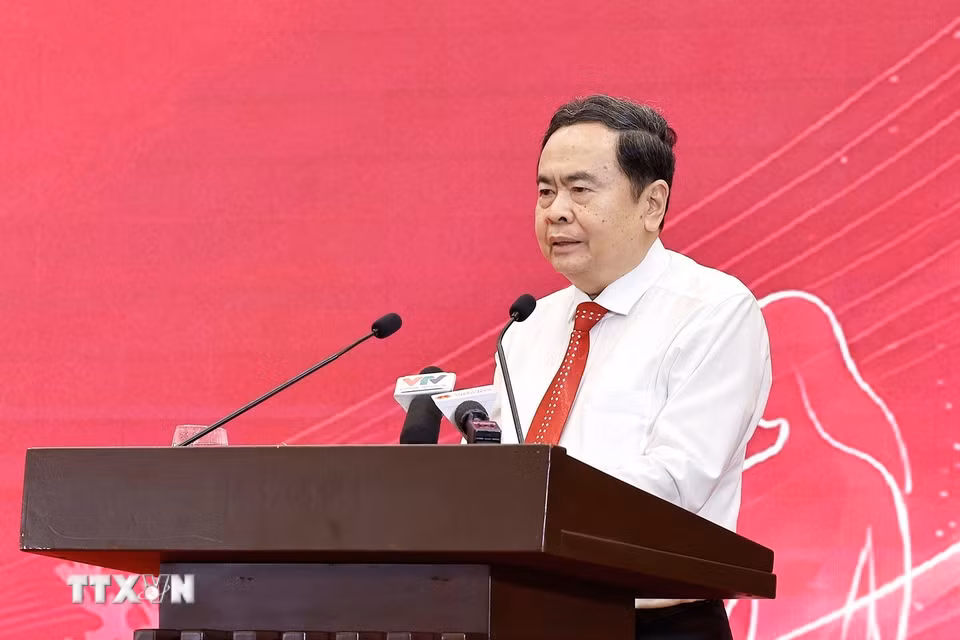 Chủ tịch Quốc hội Trần Thanh Mẫn phát biểu. (Ảnh: Doãn Tấn/TTXVN)