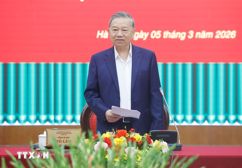 Tổng Bí thư Tô Lâm phát biểu. (Ảnh: Thống Nhất/TTXVN)