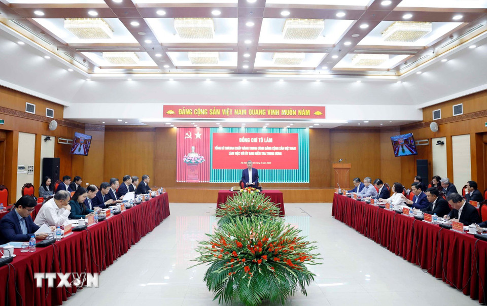 Tổng Bí thư Tô Lâm làm việc với Ủy ban kiểm tra Trung ương. (Ảnh: Thống Nhất/TTXVN)