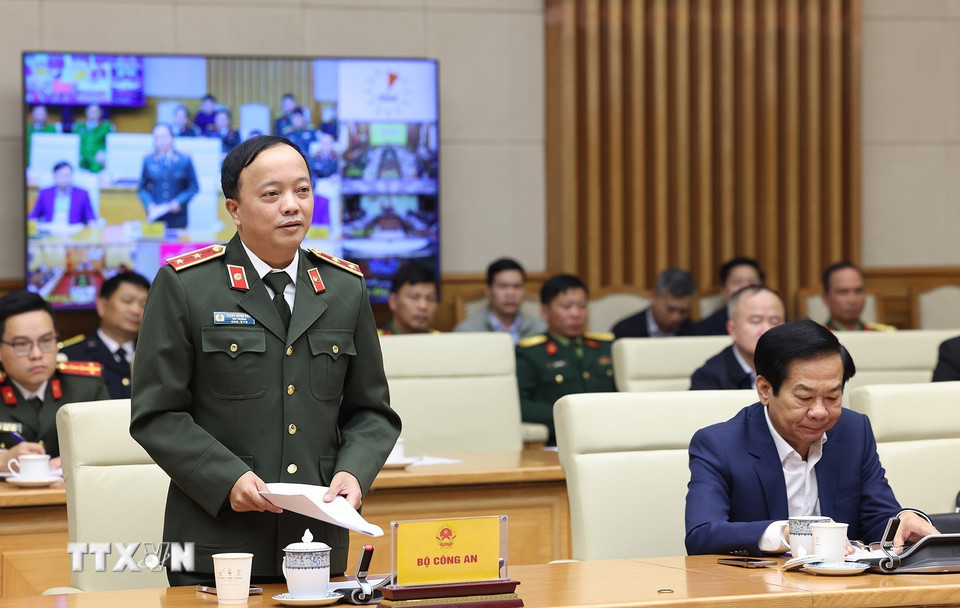 Trung tướng Đặng Hồng Đức, Thứ trưởng Bộ Công an phát biểu. (Ảnh: Dương Giang/TTXVN)