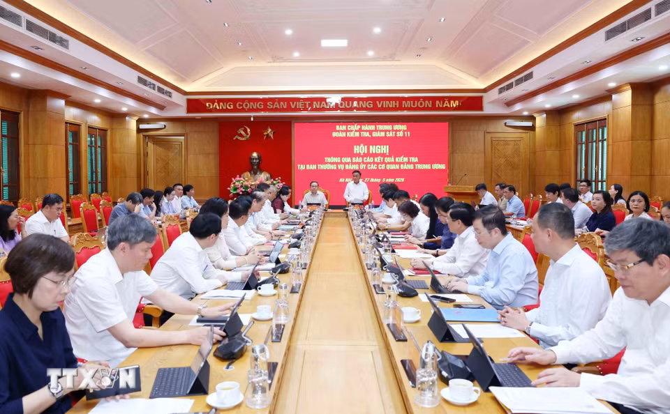 Quang cảnh Hội nghị thông qua báo cáo kết quả kiểm tra tại Ban Thường vụ Đảng ủy các cơ quan Đảng Trung ương. (Ảnh: Phương Hoa/TTXVN)