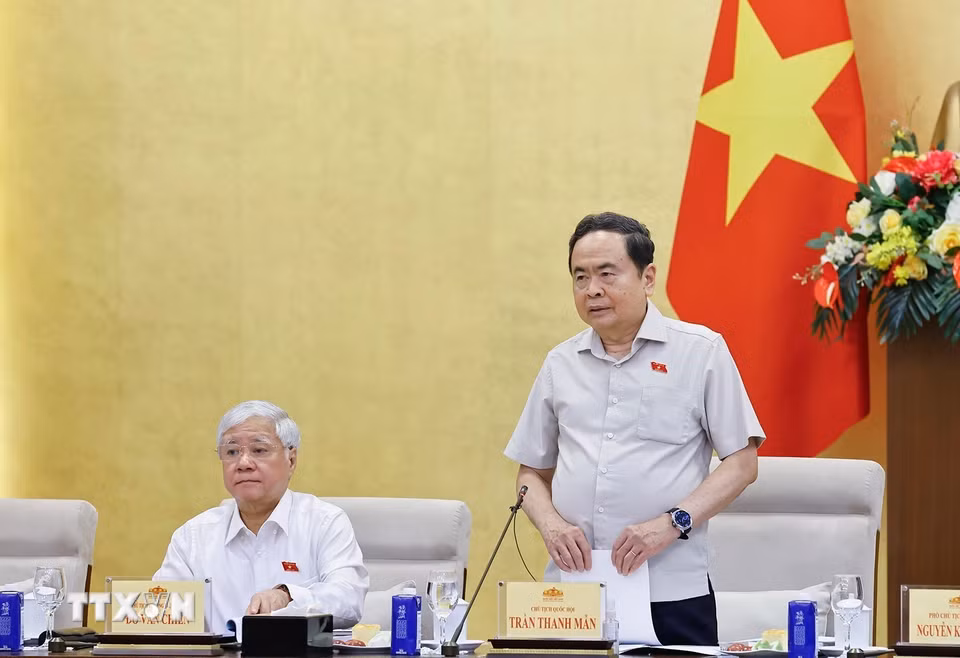 Chủ tịch Quốc hội Trần Thanh Mẫn phát biểu. (Ảnh: Doãn Tấn/TTXVN)