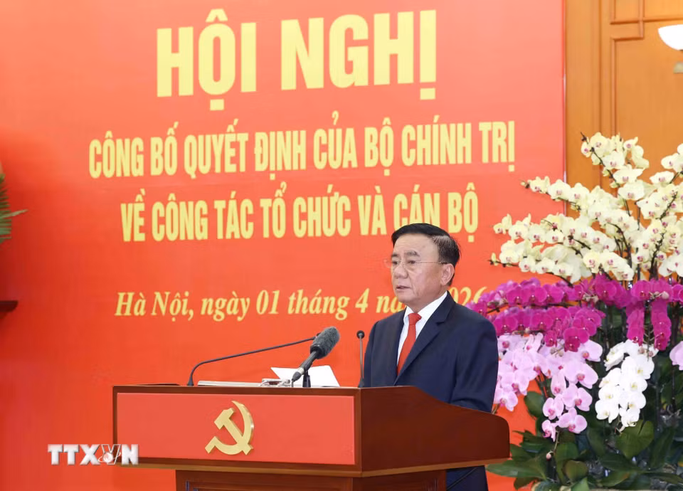 Đồng chí Trần Cẩm Tú, Ủy viên Bộ Chính trị, Thường trực Ban Bí thư phát biểu chỉ đạo và giao nhiệm vụ. (Ảnh: Phương Hoa/TTXVN)