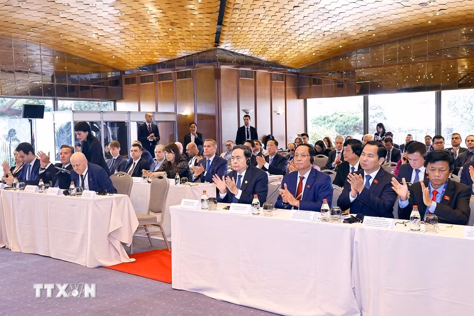 Chủ tịch Quốc hội Trần Thanh Mẫn dự Tọa đàm chính sách thúc đẩy hợp tác Việt Nam-Thổ Nhĩ Kỳ. (Ảnh: Doãn Tấn/TTXVN)